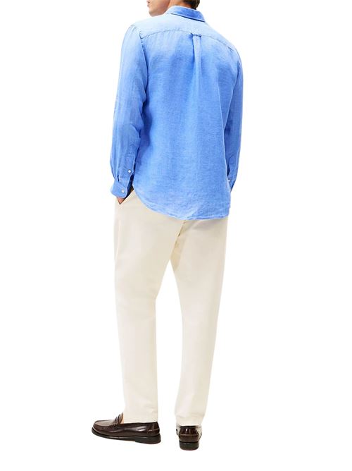 Camicia uomo azzurra in lino Tommy Hilfiger | MW0MW34602C30